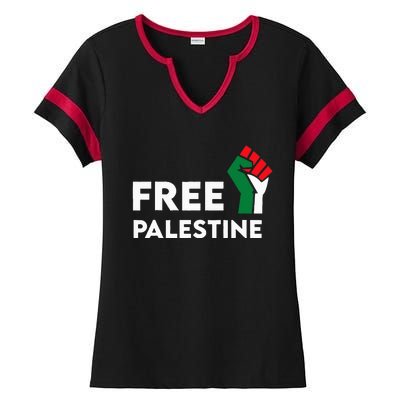 Free Palestine Gaza Flag Freedom for Palestinians Ladies Halftime Notch Neck Tee