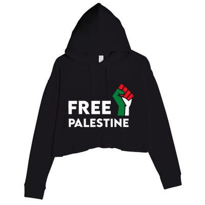 Free Palestine Gaza Flag Freedom for Palestinians Crop Fleece Hoodie