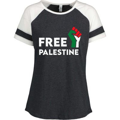 Free Palestine Gaza Flag Freedom for Palestinians Enza Ladies Jersey Colorblock Tee