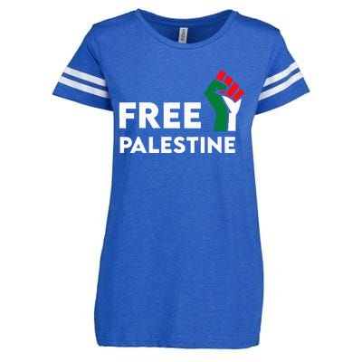 Free Palestine Gaza Flag Freedom for Palestinians Enza Ladies Jersey Football T-Shirt