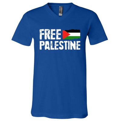 Free Palestine Gaza Flag Arabic Freedom for Palestinians V-Neck T-Shirt