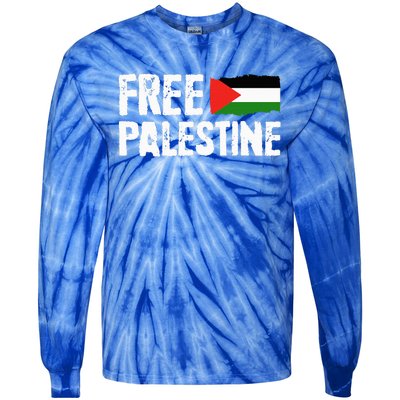 Free Palestine Gaza Flag Arabic Freedom for Palestinians Tie-Dye Long Sleeve Shirt