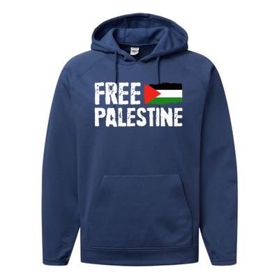 Free Palestine Gaza Flag Arabic Freedom for Palestinians Performance Fleece Hoodie