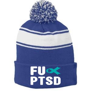 Fu Ptsd Gift Funny Gift Post Traumatic Stress Disorder Awareness Gift Stripe Pom Pom Beanie