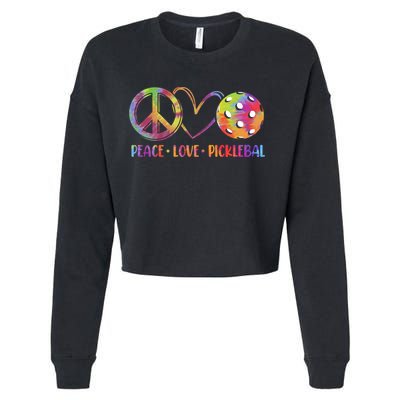 Funny Pickleball Gift Retired Ladies Peace Love Pickleball Gift Cropped Pullover Crew