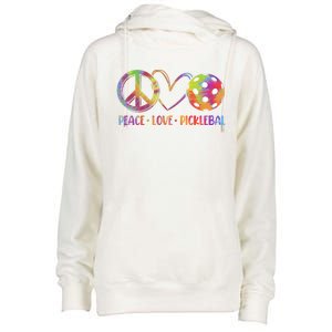 Funny Pickleball Gift Retired Ladies Peace Love Pickleball Gift Womens Funnel Neck Pullover Hood