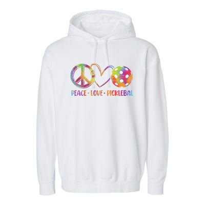 Funny Pickleball Gift Retired Ladies Peace Love Pickleball Gift Garment-Dyed Fleece Hoodie