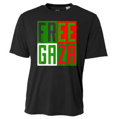 Free Palestine Gaza Palestinian Flag Peace Cooling Performance Crew T-Shirt