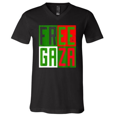 Free Palestine Gaza Palestinian Flag Peace V-Neck T-Shirt