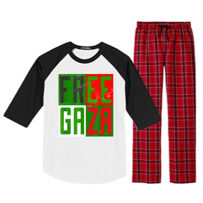 Free Palestine Gaza Palestinian Flag Peace Raglan Sleeve Pajama Set