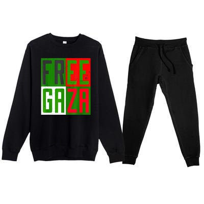 Free Palestine Gaza Palestinian Flag Peace Premium Crewneck Sweatsuit Set