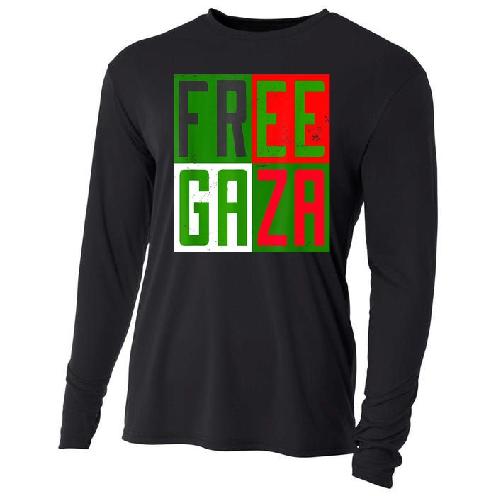 Free Palestine Gaza Palestinian Flag Peace Cooling Performance Long Sleeve Crew