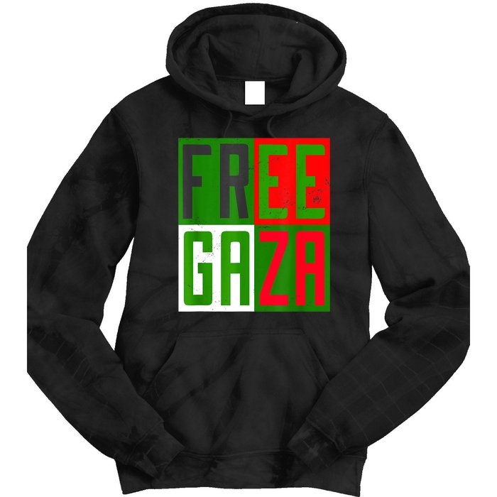 Free Palestine Gaza Palestinian Flag Peace Tie Dye Hoodie