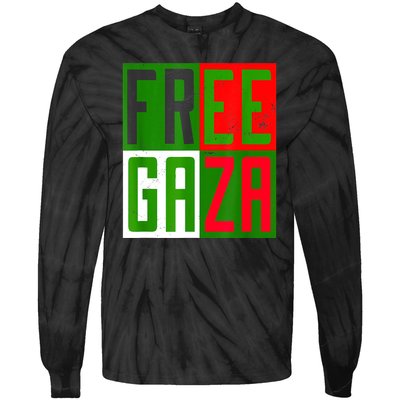 Free Palestine Gaza Palestinian Flag Peace Tie-Dye Long Sleeve Shirt