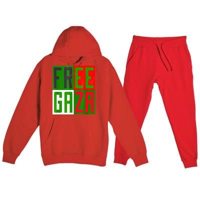 Free Palestine Gaza Palestinian Flag Peace Premium Hooded Sweatsuit Set