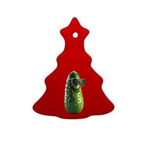 Funny Pickle Glasses Gift Ceramic Tree Ornament