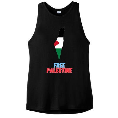 Free Palestine Great Gift Ladies PosiCharge Tri-Blend Wicking Tank