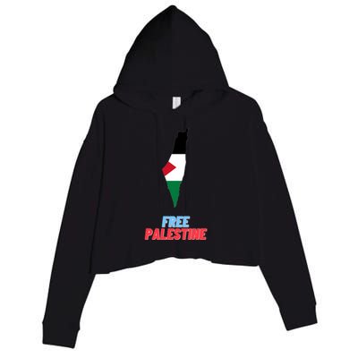 Free Palestine Great Gift Crop Fleece Hoodie