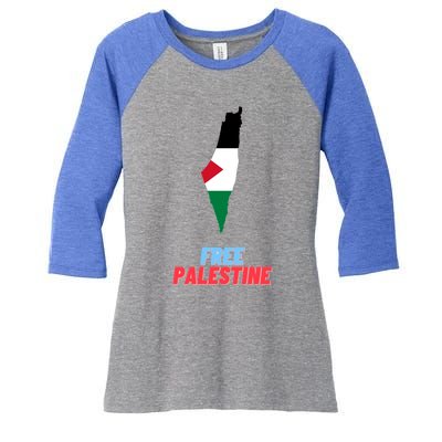 Free Palestine Great Gift Women's Tri-Blend 3/4-Sleeve Raglan Shirt