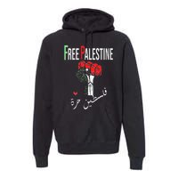 Free Palestine Gaza Flag Arabic Freedom for Palestinians Premium Hoodie