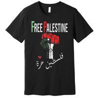 Free Palestine Gaza Flag Arabic Freedom for Palestinians Premium T-Shirt