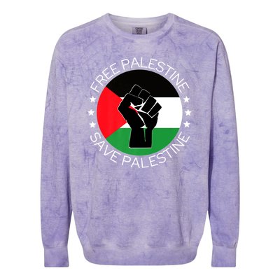 Free Palestine Gaza Palestinian Colorblast Crewneck Sweatshirt