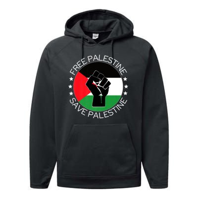 Free Palestine Gaza Palestinian Performance Fleece Hoodie