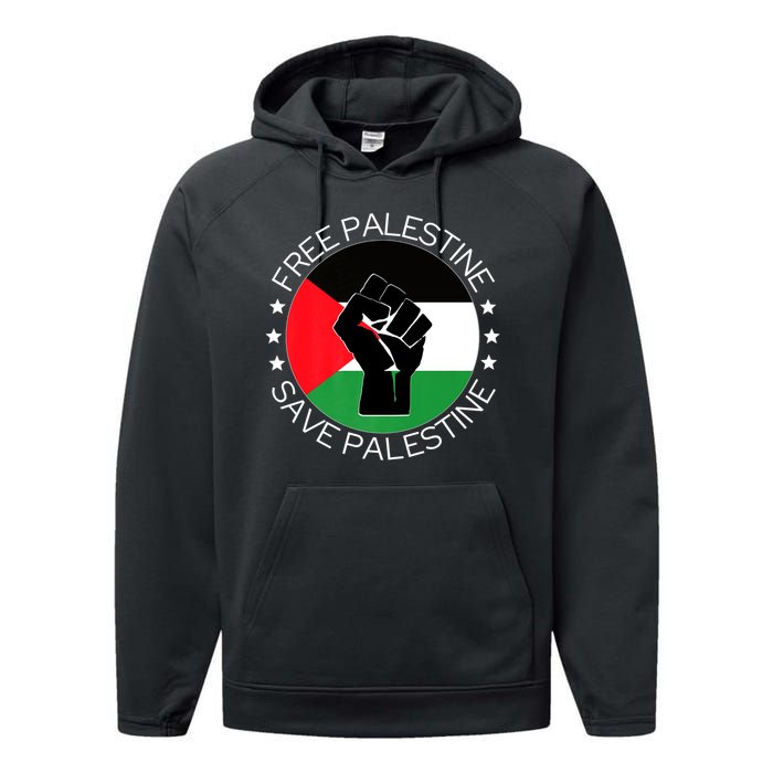 Free Palestine Gaza Palestinian Performance Fleece Hoodie