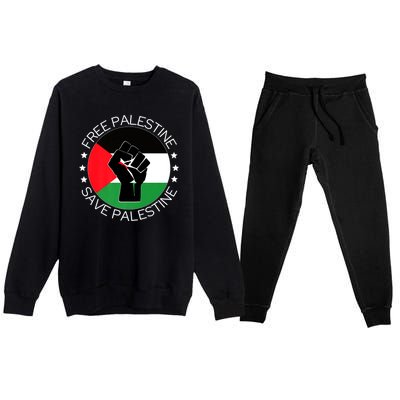 Free Palestine Gaza Palestinian Premium Crewneck Sweatsuit Set