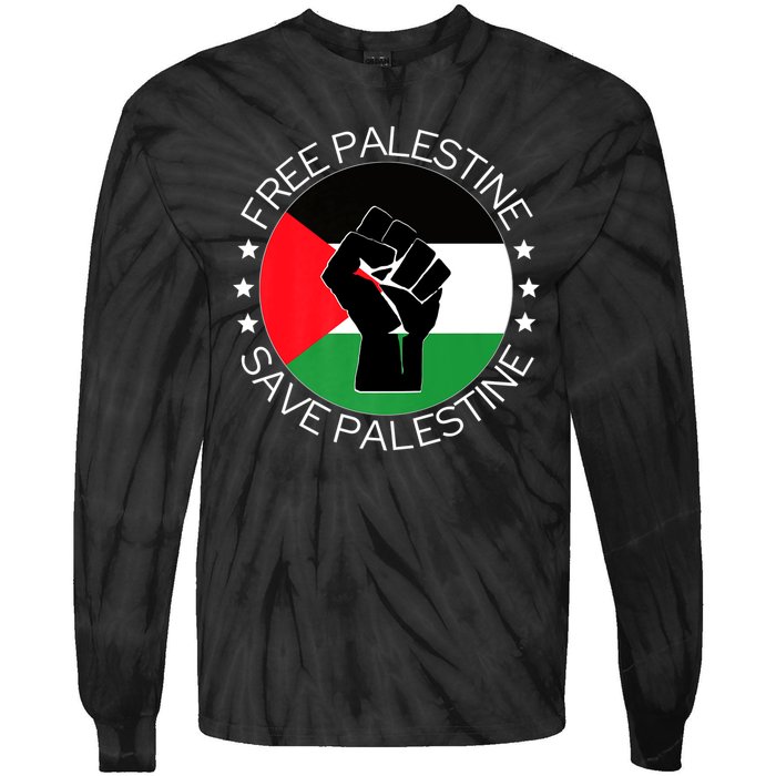 Free Palestine Gaza Palestinian Tie-Dye Long Sleeve Shirt