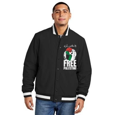 Free Palestine Gaza Palestinian Flag Peace Insulated Varsity Jacket