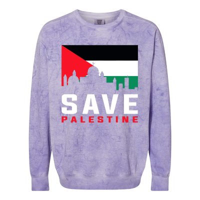 Free Palestine Gaza Flag Arabic Freedom For Palestinians Colorblast Crewneck Sweatshirt