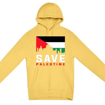 Free Palestine Gaza Flag Arabic Freedom For Palestinians Premium Pullover Hoodie