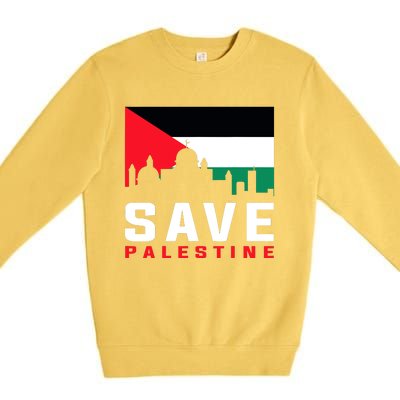 Free Palestine Gaza Flag Arabic Freedom For Palestinians Premium Crewneck Sweatshirt