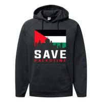 Free Palestine Gaza Flag Arabic Freedom For Palestinians Performance Fleece Hoodie