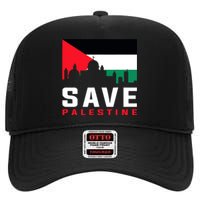 Free Palestine Gaza Flag Arabic Freedom For Palestinians High Crown Mesh Back Trucker Hat