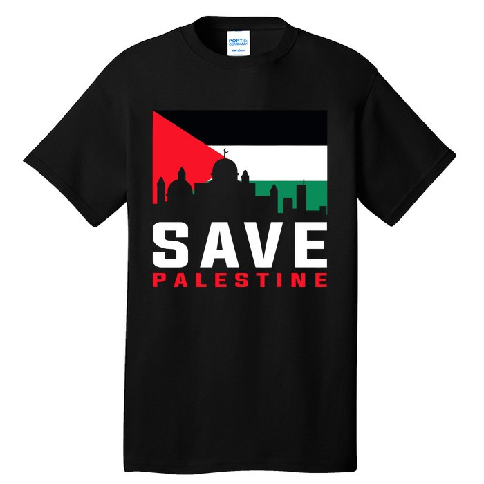 Free Palestine Gaza Flag Arabic Freedom For Palestinians Tall T-Shirt