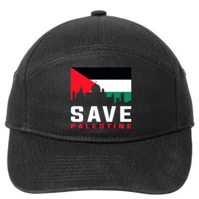 Free Palestine Gaza Flag Arabic Freedom For Palestinians 7-Panel Snapback Hat