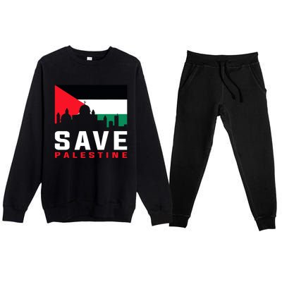 Free Palestine Gaza Flag Arabic Freedom For Palestinians Premium Crewneck Sweatsuit Set