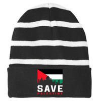 Free Palestine Gaza Flag Arabic Freedom For Palestinians Striped Beanie with Solid Band