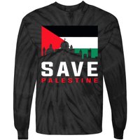 Free Palestine Gaza Flag Arabic Freedom For Palestinians Tie-Dye Long Sleeve Shirt