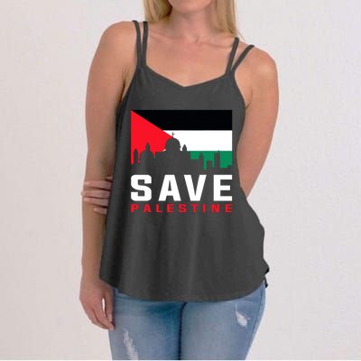 Free Palestine Gaza Flag Arabic Freedom For Palestinians Women's Strappy Tank