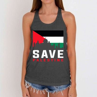 Free Palestine Gaza Flag Arabic Freedom For Palestinians Women's Knotted Racerback Tank