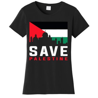 Free Palestine Gaza Flag Arabic Freedom For Palestinians Women's T-Shirt