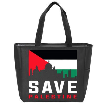 Free Palestine Gaza Flag Arabic Freedom For Palestinians Zip Tote Bag