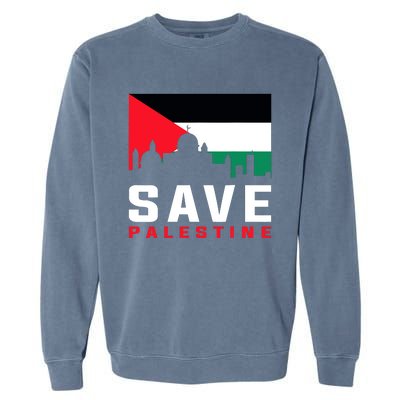 Free Palestine Gaza Flag Arabic Freedom For Palestinians Garment-Dyed Sweatshirt