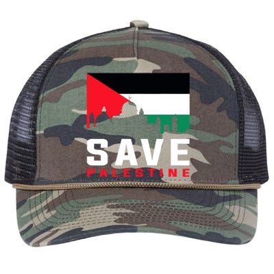 Free Palestine Gaza Flag Arabic Freedom For Palestinians Retro Rope Trucker Hat Cap