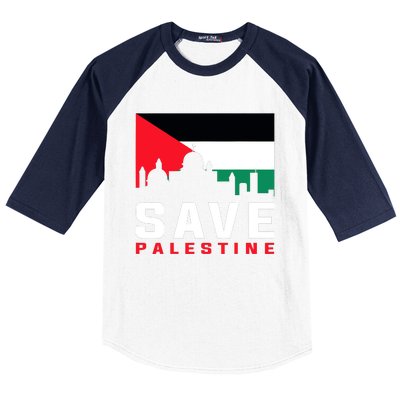 Free Palestine Gaza Flag Arabic Freedom For Palestinians Baseball Sleeve Shirt