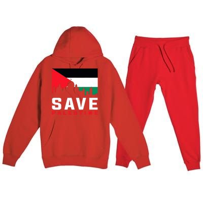 Free Palestine Gaza Flag Arabic Freedom For Palestinians Premium Hooded Sweatsuit Set