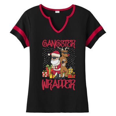 Funny Pun Gangsta Gangster Wrapper Ugly Christmas Ladies Halftime Notch Neck Tee